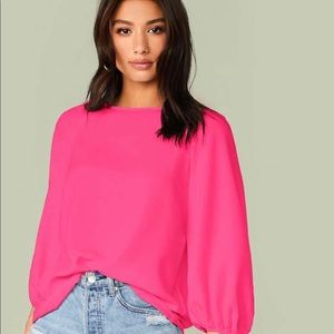 SHEIN Neon Pink Raglan Sleeve Top
